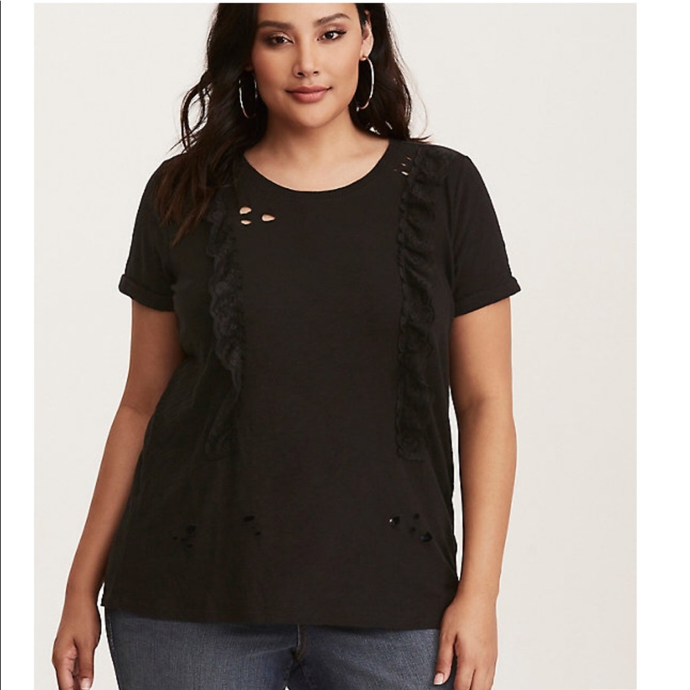 Torrid Ruffle Distressed Tee, 🥳